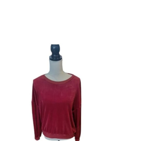 Beyove Women Burgundy Red Velour Sweatsuit 2 Piece Tracksuit Leisure Comfy Set - Picture 3 of 4